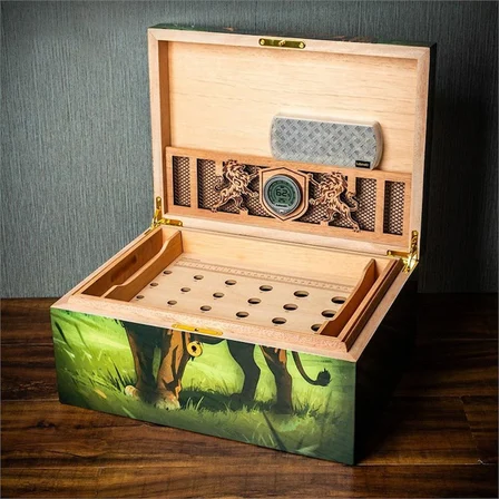 Lubinski Special Edt. Fire Lion Puro Kutusu Humidor 80's Kahve LB-014