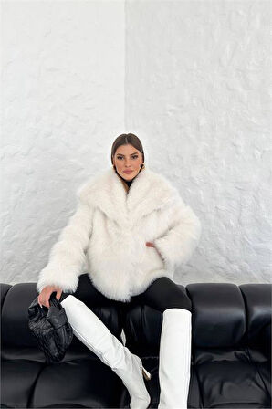 Dipmoda kadın oversize çıtçıtlı ithal kürk mont DPG037