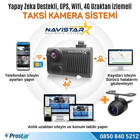 Uzaktan izlemeli 3 Kameralı Wifi GPS 4G Yapay Zeka destekli Akıllı Dashcam Taksi Kamera Sistemi