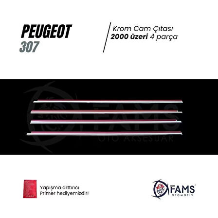 Peugeot 307 Krom Cam Çıtası 4 Prç. 2000 Üzeri P. Çelik