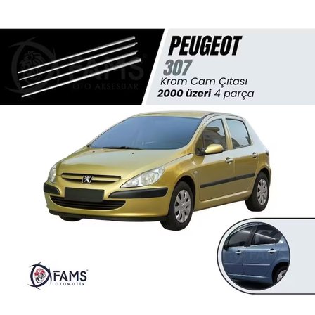 Peugeot 307 Krom Cam Çıtası 4 Prç. 2000 Üzeri P. Çelik