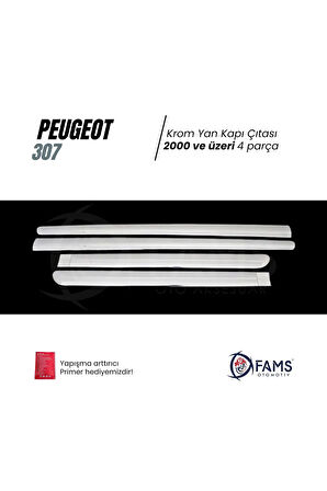 Peugeot 307 Krom Yan Kapı Çıtası 4 Prç. 2000 Üzeri P. Çelik