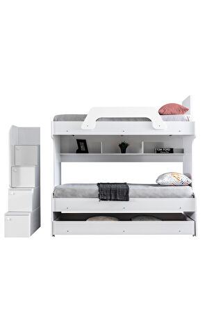Ranza, İnci Yavrulu Ranza 3lü Beyaz Ranza + 3 Adet Comfort Yatak