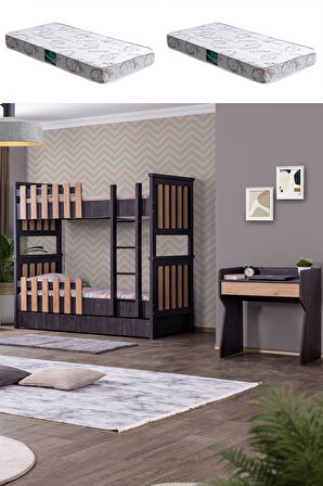 Ranza, Black Montessori Ayrılabilir Ranza Masa + 2 Adet Comfort Yatak