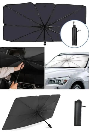 Evrensel Katlanabilir Şemsiye Tipi Araç Ön Cam Güneşliği UV Korumalı Isı Yalıtımlı 150x70 cm