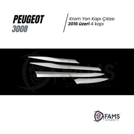 Peugeot 3008 Krom Yan Kapı Çıtası 4 Kapı 2016 Ve Üzeri P.çelik Uyumlu
