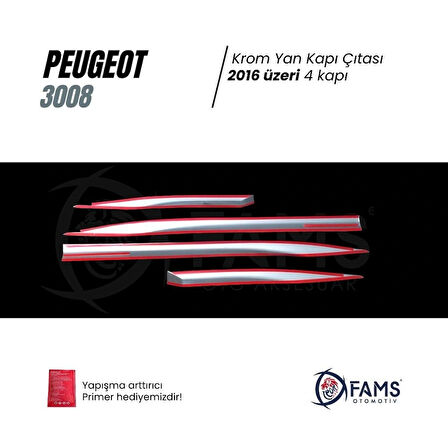 Peugeot 3008 Krom Yan Kapı Çıtası 4 Kapı 2016 Ve Üzeri P.çelik Uyumlu