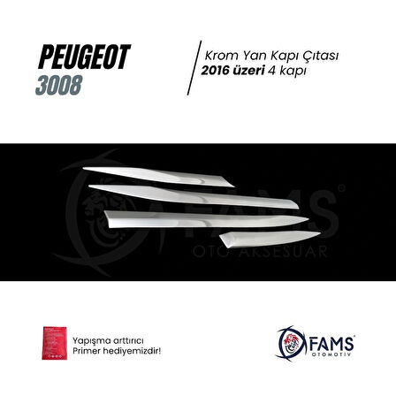 Peugeot 3008 Krom Yan Kapı Çıtası 4 Kapı 2016 Ve Üzeri P.çelik Uyumlu