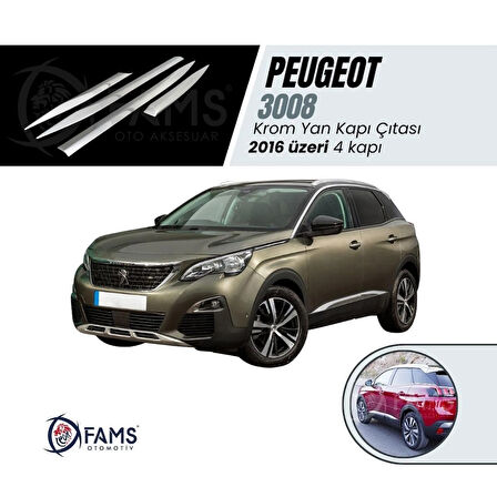 Peugeot 3008 Krom Yan Kapı Çıtası 4 Kapı 2016 Ve Üzeri P.çelik Uyumlu