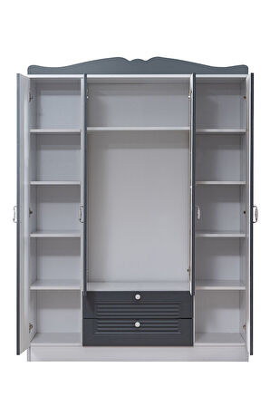 Gardırop, Country MDF 4 Kapaklı Dolap, Antrasit
