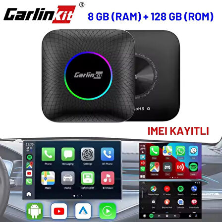 Carlinkit TBox Ambient Android 13, 8+128GB, Google PlayStore, Netflix, YouTube, Kablosuz/Wireless CarPlay &amp; Android Auto SIM Kart Destekli SM6225 Chipset Android Box (IMEI Kayıtlı)
