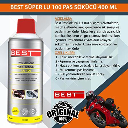 Best Pas Sökücü LU 100 Sprey 400 Ml - Pas ve Korozyon Sökücü