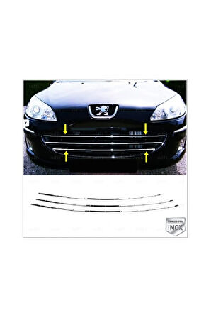 Peugeot 407 Krom Ön Panjur 3 Prç. 2004 Üzeri Paslanmaz Çelik