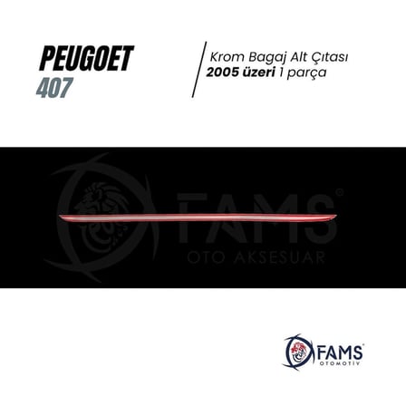 Peugeot 407 Krom Bagaj Alt Çıtası 2005 Ve Üzeri Paslanmaz Çelik