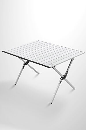 Box&Box Alüminyum, Katlanabilir Kamp ve Piknik Masası, Omuz Askılı Taşıma Çantasıyla, Large, Gri 