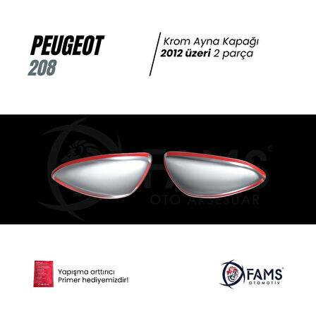 Peugeot 208 Krom Ayna Kapağı 2 Parça 2012 Ve Üzeri Paslanmaz Çelik