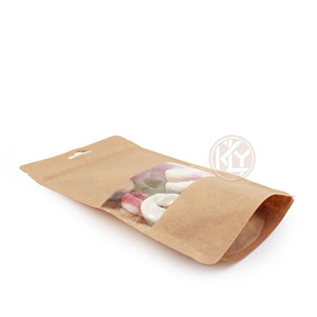 Kraft Orta Pencereli̇ Ki̇li̇tli̇ Doypack 13x22+4 Cm 250 Gr 100 Adet