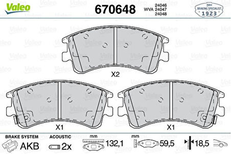 Mazda On Fren Balatası Mazda 6 03-08 - Valeo 670648