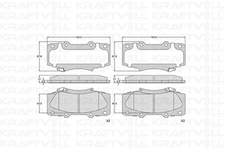 Toyota On Fren Balatası Toyota Hilux 2.5 3.0 D4d Pickup 2007-> Hilux 2.5 4wd 2015-> - Kraftvoll 07010362