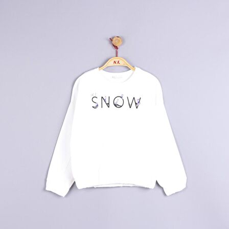 Kız Çocuk Sweat-Shirt Snow Dijital Baskılı Ekru