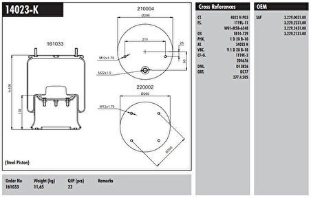 Dorse Truck Komple Metal Pistonlu Saf Dorse - Connect MD 14023-K