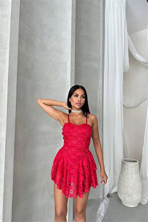 Dipmoda kadın içi şortlu prenses mini elbise DPDF060