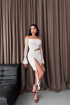 Dipmoda kadın halka detaylı tasarım elbise DPDF012