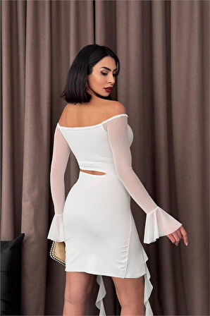 Dipmoda kadın halka detaylı tasarım elbise DPDF012