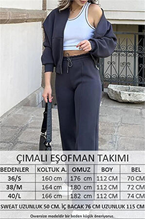 Neşeli butik kadın 3 iplik eşofman takımı 