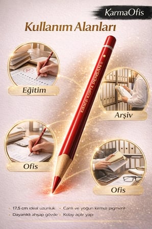 Kırmızı Başlık Kalemi 12’li Set 17,5 cm – Profesyonel Kırmızı Kopya Kalem Ofis Okul Arşiv İçin