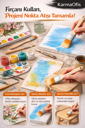 Ekonomik Set Fırça 3’lü – Düz Uçlu Ahşap Sap, Akrilik & Guaj Boya Uyumlu