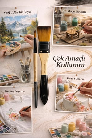 Zemin Fırçalı Karma Set 7’li – Set 1 | Profesyonel Boya Fırça Seti, Akrilik & Hobi Uyumlu