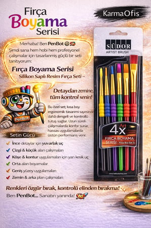 Silikon Saplı Fırça Seti 6’lı – Akrilik, Guaj ve Tuval için Profesyonel Resim Fırçaları