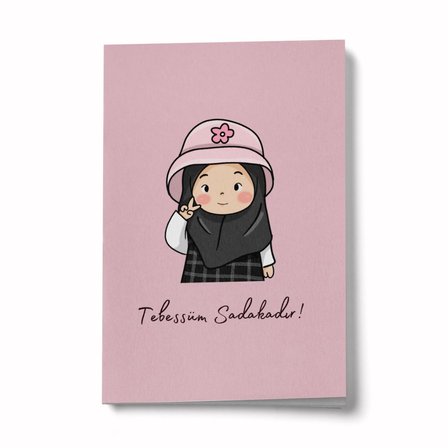 Tebessüm Sadakadır Başörtülü Kız A6 Çizgili Mini Defter Not Defteri