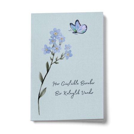 Her Güçlükle Beraber Bir Kolaylık Vardır Kelebekli A6 Çizgili Mini Defter Not Defteri