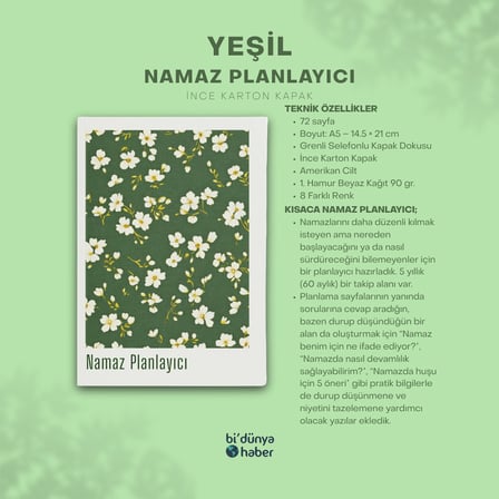 5 Yıllık Namaz Planlayıcı Defterim - Yeşil