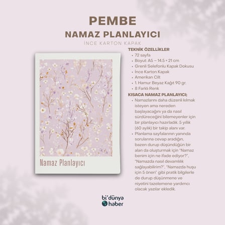 5 Yıllık Namaz Planlayıcı Defterim - Pembe