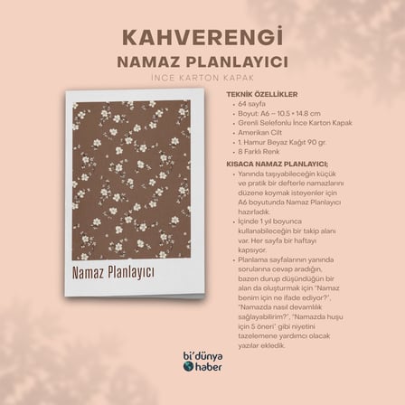 1 Yıllık Namaz Planlayıcı Defterim - Kahverengi