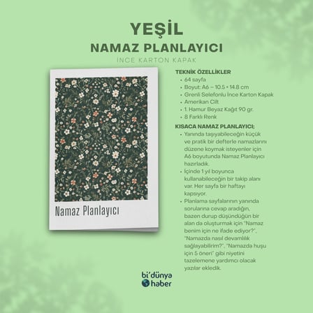 1 Yıllık Namaz Planlayıcı Defterim - Yeşil