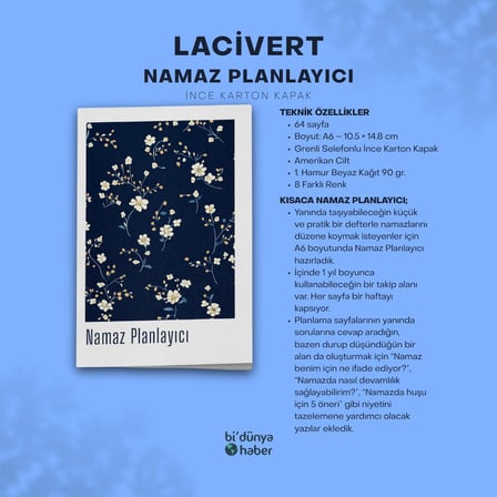 1 Yıllık Namaz Planlayıcı Defterim - Lacivert