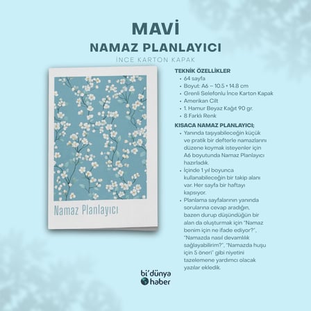 1 Yıllık Namaz Planlayıcı Defterim - Mavi