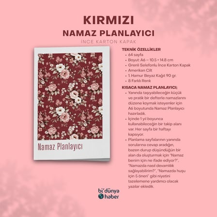 1 Yıllık Namaz Planlayıcı Defterim - Kırmızı