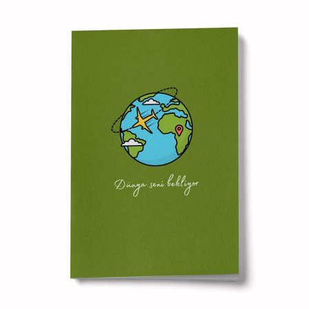 Dünya Seni Bekliyor A6 Çizgili Mini Defter Not Defteri