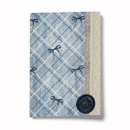 Vintage Serisi 2 Mavi Fiyonk A6 Çizgili Mini Defter Not Defteri