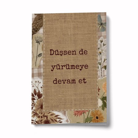 Vintage Serisi 7 Düşsen De Yürümeye Devam Et A6 Çizgili Mini Defter Not Defteri