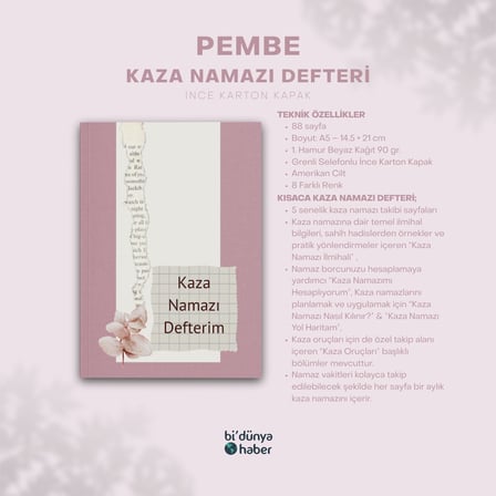 5 Yıllık Kaza Namazı Defterim - Pembe