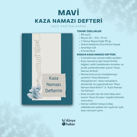 5 Yıllık Kaza Namazı Defterim - Mavi