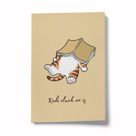 Kedi Olmak Zor İş A6 Çizgili Mini Defter Not Defteri