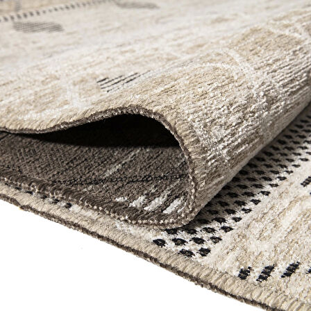 PALERMO 6813 Bej Çift Taraflı Yıkanabilir Dokuma Kolay Temizlenir Halı Kilim