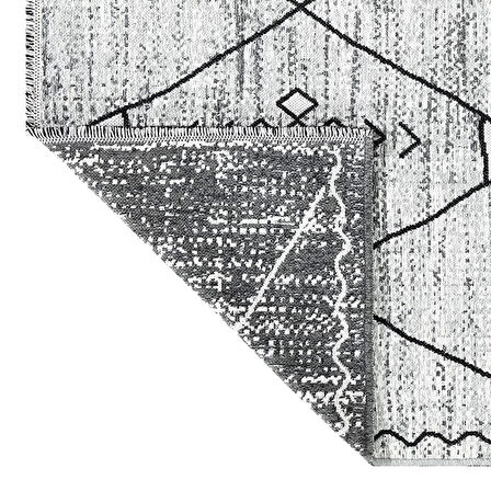 PALERMO 6814A Gri Çift Taraflı Yıkanabilir Dokuma Kolay Temizlenir Halı Kilim